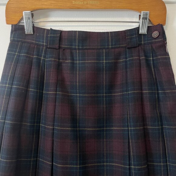 Vintage 90s A-Line Tartan Plaid Pleated Skirt - Size M - Picture 9 of 13